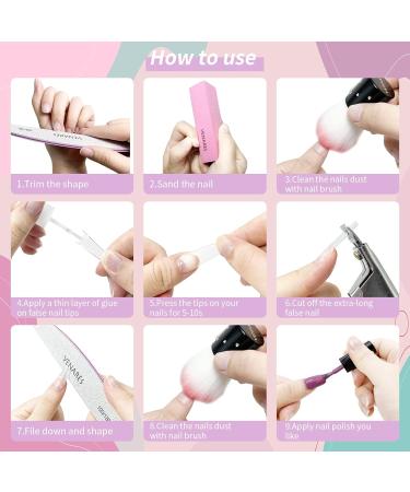 Venares Square Nail Tips Set - 500Pcs Short Fake Nails with Glue and Accessories - Buy Online on GoSupps.com