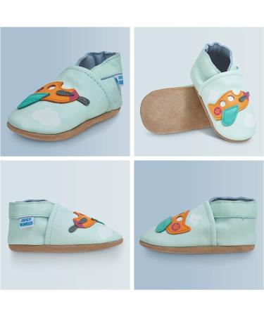 Baby Shoes: Soft Sole Leather Toddler Shoes for Baby Boy and Girl 0-6 Months - Airplane Design - Buy Online on GoSupps.com