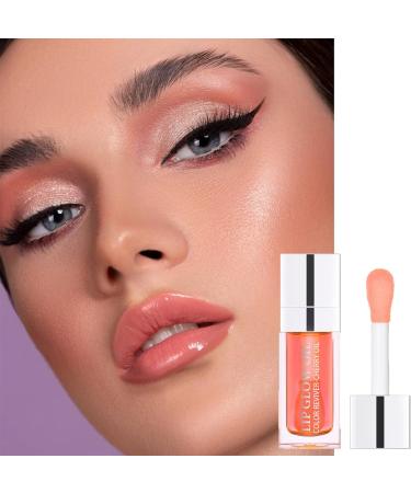 Plumping Lip Gloss - Moisturizing Glossy Lip Oil Tinted - Nourishing Hydrating Lip Glow Oil with Vitamin E - Lips Skin Care Lip Balm Long Lasting Clear Lipgloss Makeup (001 Light Orange) - Buy Online on GoSupps.com