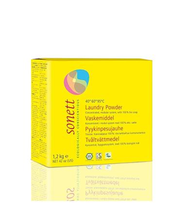Sonett Organic Laundry Powder Detergent for Colors 42oz / 1.2kg - With organic vegetable oil soap without enzymes GMO-free.Suitable for all coloured and white textiles made from cotton linen hemp.