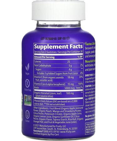Fruily Organic Biotin Gummies for Hair, Skin & Nails - Vitamins C & E | 60 Mixed Fruit Gummies - Buy Online on GoSupps.com