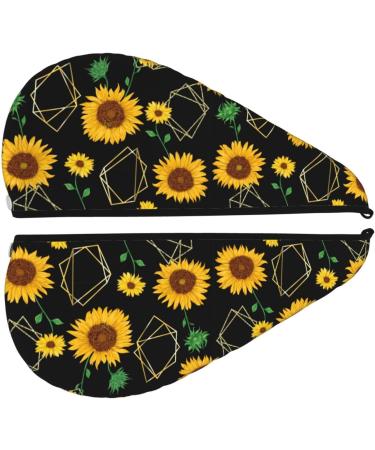 Sunflowers3 Microfiber Hair Towel - Super Absorbent Coral Velvet Wrap for Long Curly & Thick Hair | Quick Dry Hair Cap for Women - Buy Online on GoSupps.com