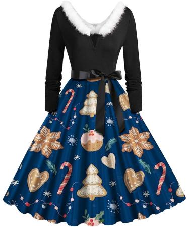 Shop Dark Blue Christmas Dress for Women - Slim Fit Mini & Sweatshirt Styles with Moose & Snowflake Prints - Buy Online on GoSupps.com