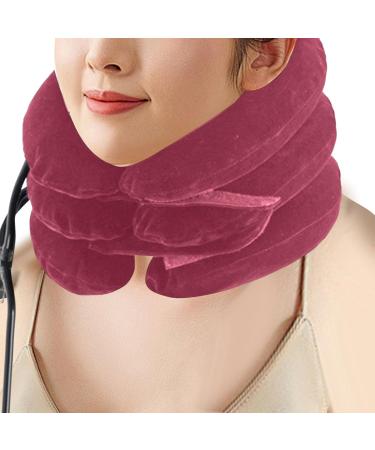 Milageto 3 Layer Neck Stretcher Support Inflatable Soft Relieving Fatigue Traction Equipment Neck Pillow for Travel The Seniors Adults rose red - Buy Online on GoSupps.com