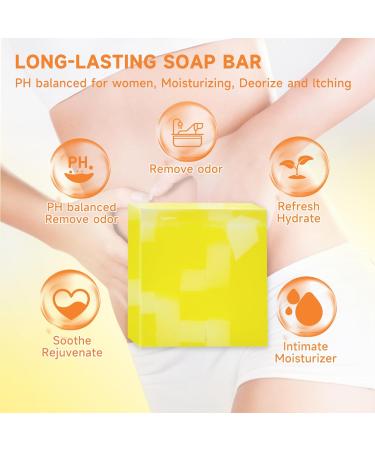 Organic 3 PCS Yoni Soap Bar | pH Balance Feminine Wash | Handmade Natural Deodorant for Women | Pineapple Scented Body Wash - Buy Online on GoSupps.com