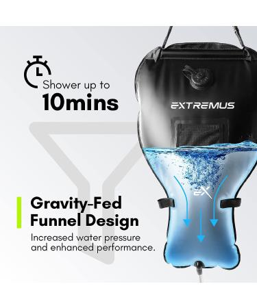 Extremus Rainbow Falls Camping Shower - 6.6 Gallons, Solar Heating, Built-in Thermometer, Portable Shower for Camping - Buy Online on GoSupps.com