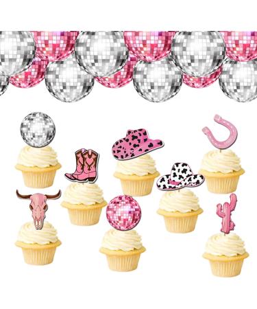 8Pcs Cowgirl Cupcake Toppers Disco Ball Pink Cowgirl Hats Boots Cactus Cupcake Toppers Cupcake Toppers for Western Theme Baby Shower Disco Cowgirl Bachelorette Birthday Party Decorations Supplies - Buy Online on GoSupps.com