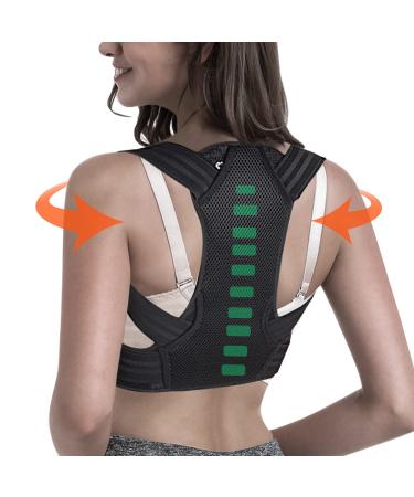 DIANMEI Posture Corrector for Men and Women  Back Brace Adjustable and Breathable for Posture Correction  Neck Brace for Neck & Shoulder Pain Relief and Support XL X-Large Black