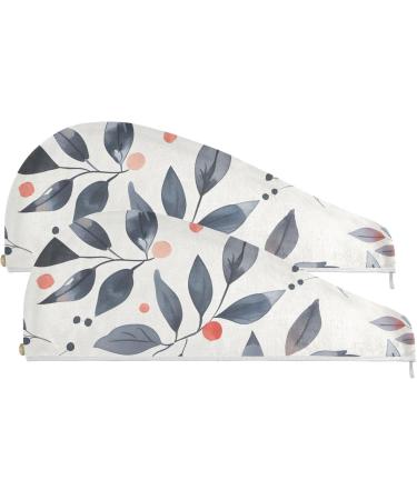 Buy Grey Leaf Hair Towel 2 Pack | Super Absorbent Quick Dry Hair Turbans for Women & Girls - Perfect Hair Drying Solution - Buy Online on GoSupps.com