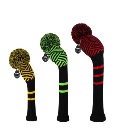 Scott Edward Golf Headcovers for Woods Set of 3 Fits Well Driver(460cc) Fairway Wood and Hybrid(UT) The Perfect Change for Golf Bag Traffic Light