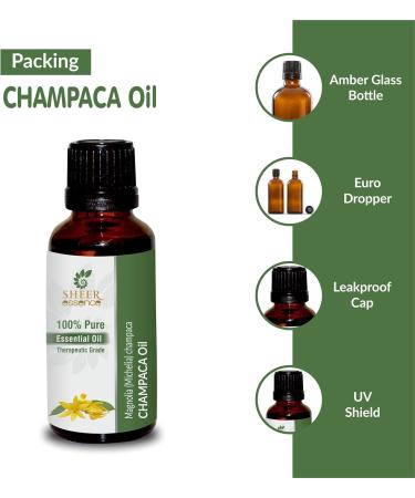 CHAMPACA OIL 100% Pure Undiluted Natural Uncut Therapeutic Grade Steam Distilled Essential Oils For Skin Hair And Aromatherapy 500ML - Buy Online on GoSupps.com