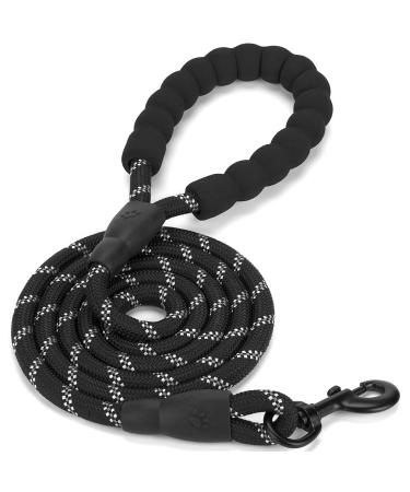 FTTouuy 1.2m strong dog leash with comfortable padded handle strong reflex seams of the training line for safety at night suitable for all size dogs black 120x1.2 cm