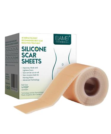 Meinuo Silicone Scar Sheets - Roll Scar Tape Scar Patches Safe And Painless Scar Removal For Body Burn C-Section Keloid Acne Surgery 1.6 inch x 120 inch