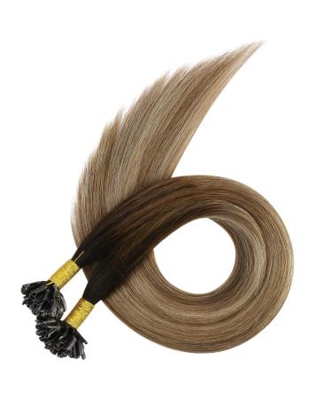 UGEAT Balayage U Tip Extensions - Real Hair Dark Brown to Blonde Bonding Extensions | 35cm 50g | 14 Inches #2/6/10 - Buy Online on GoSupps.com
