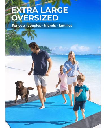POPCHOSE Beach Blanket - Waterproof Sandproof Outdoor Camping Mat for 4-7 Adults - Lightweight & Compact Beach Accessory (Blue, 108x85.2) - Includes 6 Stakes - Buy Online on GoSupps.com
