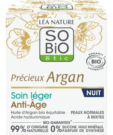 L A NATURE SO BiO tic | Light Anti-Aging Night Care Precious Argan | Smoothes & Firms | Organic Argan Oil | Hyaluronic Acid | 99% Natural Origin | Made in France | 50 ml - Buy Online on GoSupps.com