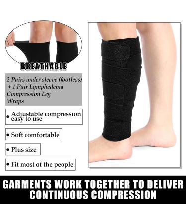 3 Pairs Lymphedema Compression Leg Wraps - Adjustable Medical Shin Splint Covers for Fatigue Relief (Black - Buy Online on GoSupps.com