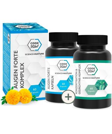 Code Vital Office-Power Duo I 120 capsules Eye vitamins with lutein & zeaxanthin i Eye support with vitamin E & vitamin C i high-quality eye complex I algae extract capsules