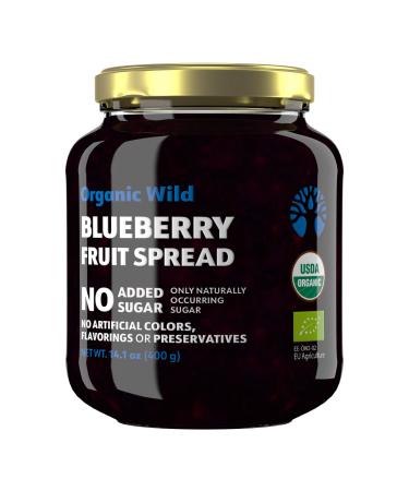 LOOV Organic Wild Blueberry Jam, 14.1 Ounces, Vegan, Blueberry Fruit Spread, Contains Whole Wild Organic Blueberries Handpicked from Nordic Forests, No Added Sugar