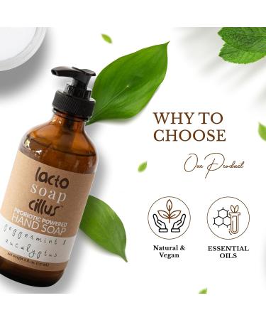 Lactosoapcillus Probiotic Hand Soap - Vegan Peppermint & Eucalyptus - Natural Skin Care - Palm Oil Free - 8 fl oz - International Shipping Available - Buy Online on GoSupps.com
