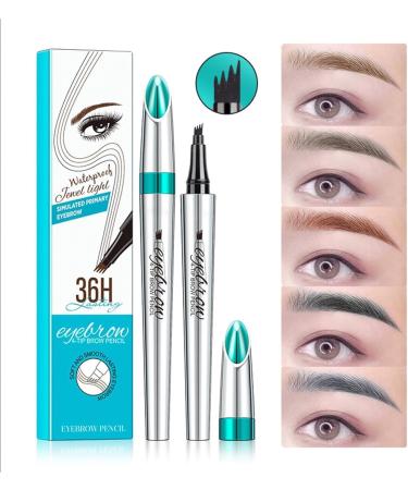 2Pcs Lacisonpen Microblading Eyebrow Lumentes Four Tipped Eyebrow Pen Giphogantic 3d Waterproof Microblading Eyebrow Pen Microblading Eyebrow Pencil Contouring Pen (Style B -Black) - Buy Online on GoSupps.com