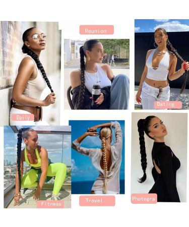 NICENEEDED Artificial Long Braided Ponytail Extension Synthetic Fluffy Natural Soft Pony Tail Piece Gold Braiding Wrap Around Hair Extensions for Women and Girls - Buy Online on GoSupps.com