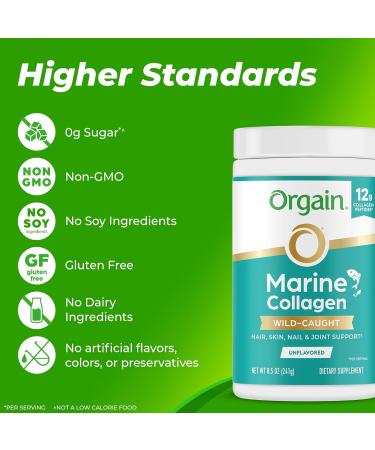 Orgain Wild-Caught Marine Collagen Peptides Powder for Women & Men Hair Skin Nail & Joint Support Supplement 12g Collagen Per Serving Pescatarian & Paleo Non-GMO Unflavored Type I & III 8.5oz - Buy Online on GoSupps.com