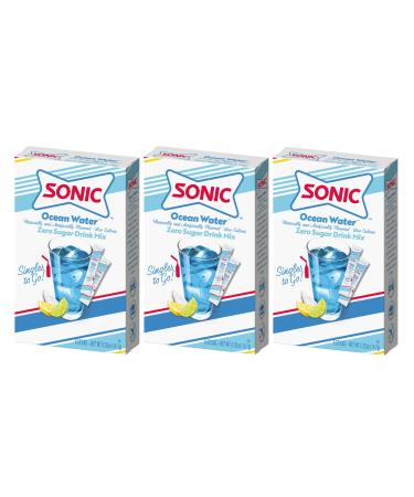 Sonic Singles to Go Powdered Drink Mix Ocean Water 6 Sticks per Box 3 Boxes included (18 Sticks Total)