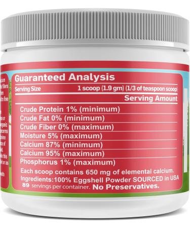 Calcium for Dogs and Cats - Fine Eggshell Powder - Strong Hip & Joint Supplement for Dogs and Cats- Dietary Supplement - No Additives - Pet's Friend Eggshellent Calcium 6oz 6 oz - Buy Online on GoSupps.com