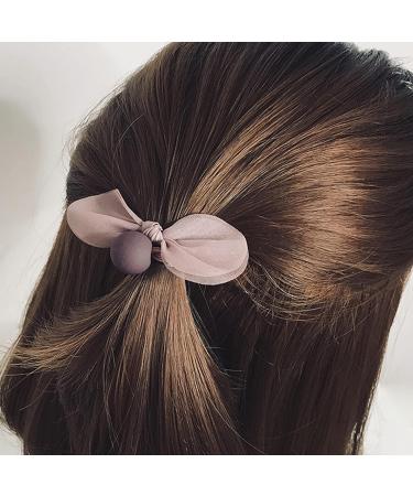 UaiUya 6pcs Bow Hair Tie Set - Elastic Hair Bands Ponytail Holder for Women and Girls - Pink/Grey/Black - Buy Online on GoSupps.com