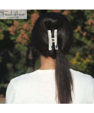French Amie Chic Ivory Handmade Large 3 Jaw Hair Claw Clip - Durable & Styling Hair Accessory for Women - Made in France - Buy Online on GoSupps.com