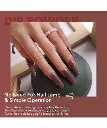 Premium Dipping Powder Nails Set - Aokitec Fashion Dip Powder for DIY & Salon | 28g Glitter Brown French Nail Art - Buy Online on GoSupps.com