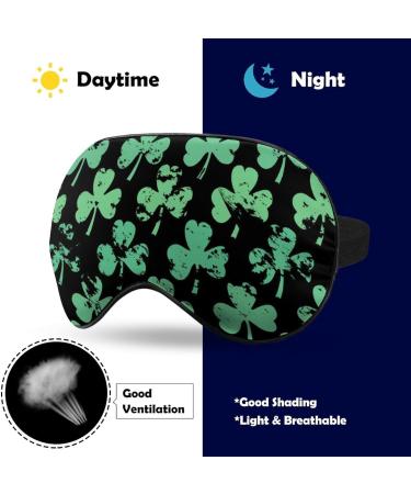 Retro Green Clover Pattern Sleep Mask - Adjustable Strap Eye Cover for Blocking Light, Ideal for Travel, Naps - Men and Women - Buy Online on GoSupps.com