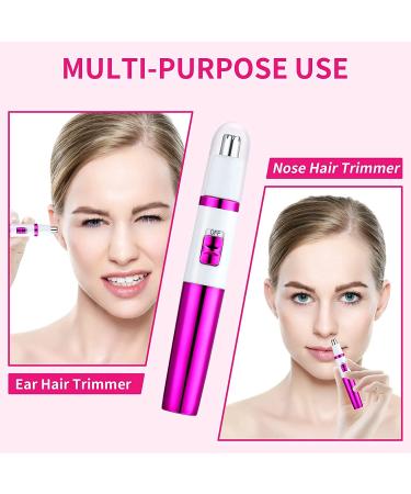 Waterproof Dual-Edge Nose Trimmer for Men and Women - Professional Painless Hair Removal Tool for Facial, Ear, and Eyebrow Grooming in Purple Rose - Buy Online on GoSupps.com