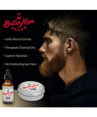 Better Man Beard Original Kit - 3-Piece Grooming Set with Moisturizing Balm Conditioning Oil & Sandalwood Comb | International Shipping - Buy Online on GoSupps.com