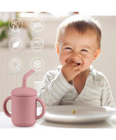 Mintlyfe Baby Trainer Cup - BPA-Free Silicone Sippy Cup with Anti-Drop Straw - 4 oz (Mauve) - Buy Online on GoSupps.com
