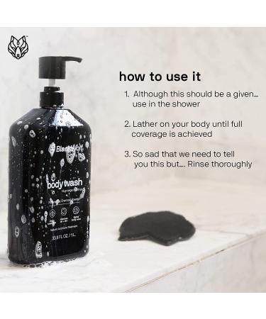 Black Wolf Charcoal Powder Body Wash for Men - 1L | Acne Control & Deep Cleanse with Salicylic Acid - Buy Online on GoSupps.com