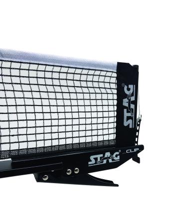 Stag Clipper On Professional Grade Table Tennis (T.T) Net & Post Set| Quick Easy Setup and Spring Activated Clamp Net| Indoor & Outdoor Compatible Snap-On Ping Pong Table Net Post - (Alloy Steel)