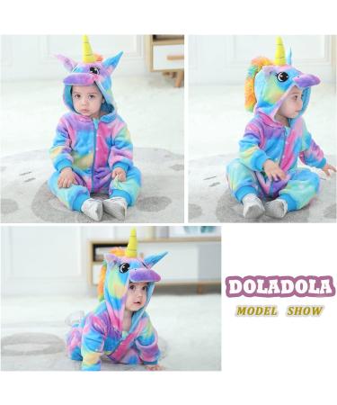 Doladola Baby Unicorn Flannel Hooded Romper | Toddler's Jumpsuit | Infant Outfit 2-3 Years | Multicolor - Buy Online on GoSupps.com