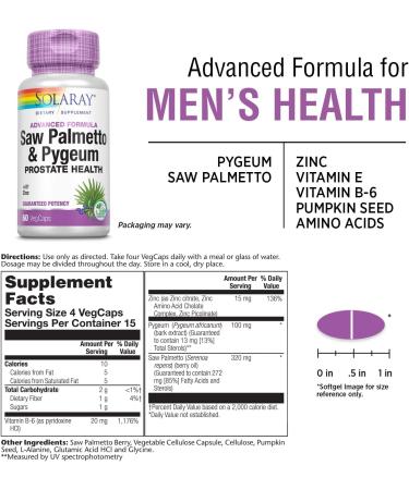 Solaray Pygeum & Saw Palmetto Supplement 60ct - Prostate Support - Buy Online on GoSupps.com