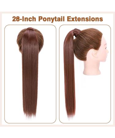Tess Ponytail Extension - 60 cm Dark Red-Brown Braid - 90g Smooth Horse Tail Hair Extension - Buy Online on GoSupps.com