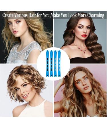 48 PCS Hair Perm Curlers Hair Perm Rods Hair Rollers Plastic Perming Rods with Steel Pintail Comb Cold Wave Rods for Salon Home Hairdressing Styling Tools (Blue) - Buy Online on GoSupps.com