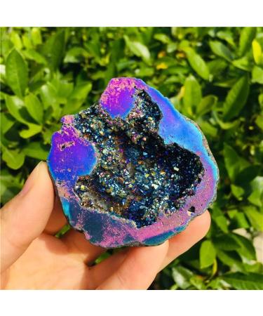 Specimen Natural Agate Geode Slice Quartz Electroplated Cluster Crystal Points - Buy Online on GoSupps.com