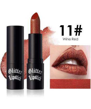 Glitter Lipstick Long-Lasting Waterproof Shiny Non-Sticky Lipstick for Glasses Water Resistant Non-Slip for Women Daily Makeup Parties - Buy Online on GoSupps.com