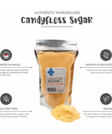 Baking Beauty and Beyond Premium Chocolate Orange Flavour Floss Sugar - 800g Bulk Cotton Candy Flossing Sugar with Natural Ingredients for Every Occasion - Buy Online on GoSupps.com