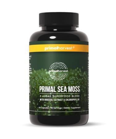 Primal Harvest Sea Moss Capsules with Bladderwack and Irish Sea Moss Chlorella Broccoli Seed Extract Plant-Based Supplements for Adults