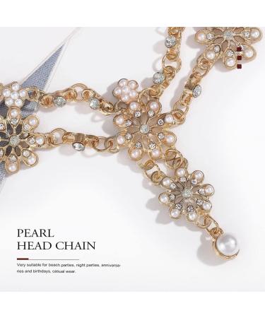 Buy Runmi Bridal Head Chain | Pearls Hair Accessories | Gold Headband & Flower Hairpiece for Women & Girls | Perfect Festival Hair Accessory - Buy Online on GoSupps.com