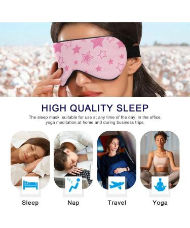 Haskirky Light Blocking Eye Mask - Breathable & Adjustable for Adults | Ideal for Travel, Yoga, Meditation & Office - Pink Stars - Buy Online on GoSupps.com