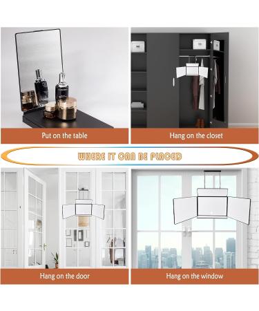 Upgraded 5 Way Mirror with LED Lights - Height Adjustable Trifold Mirror for Hair Cutting and Makeup - Includes 10X Magnification Mirror - Buy Online on GoSupps.com