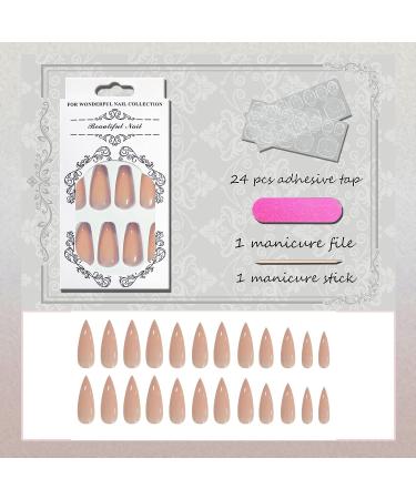 VOTACOS Long Stiletto Press on Nails - Nude False Nails with Glossy Finish | Transparent Stick on Nails for Women 415 - Buy Online on GoSupps.com